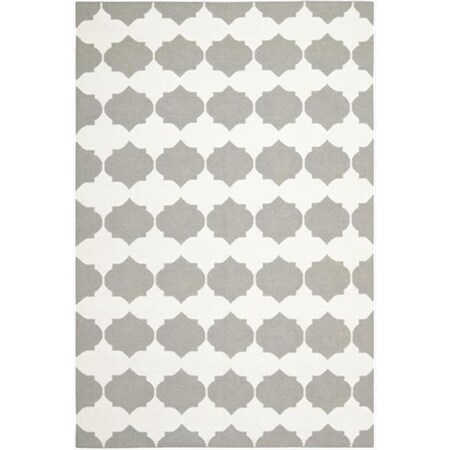 Safavieh 3 x 5 ft. Small Rectangle Contemporary Dhurries- Grey and Ivory- Hand Woven Rug DHU624B-3